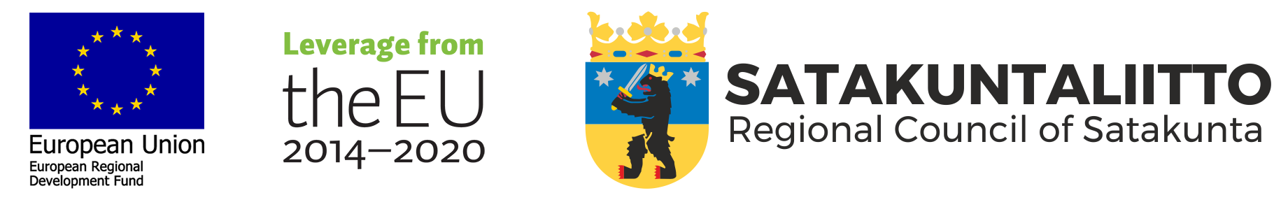 Yhteislogo EAKR Satakuntaliitto ENG A row of Eu logos.