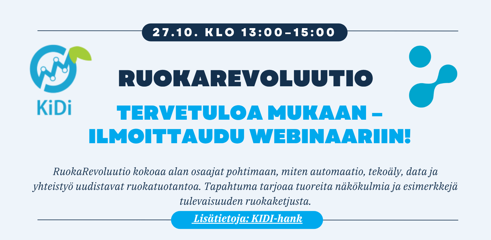 Ruokarevoluutio Vaaka ruokarevoluutio-webinaarin mainos.