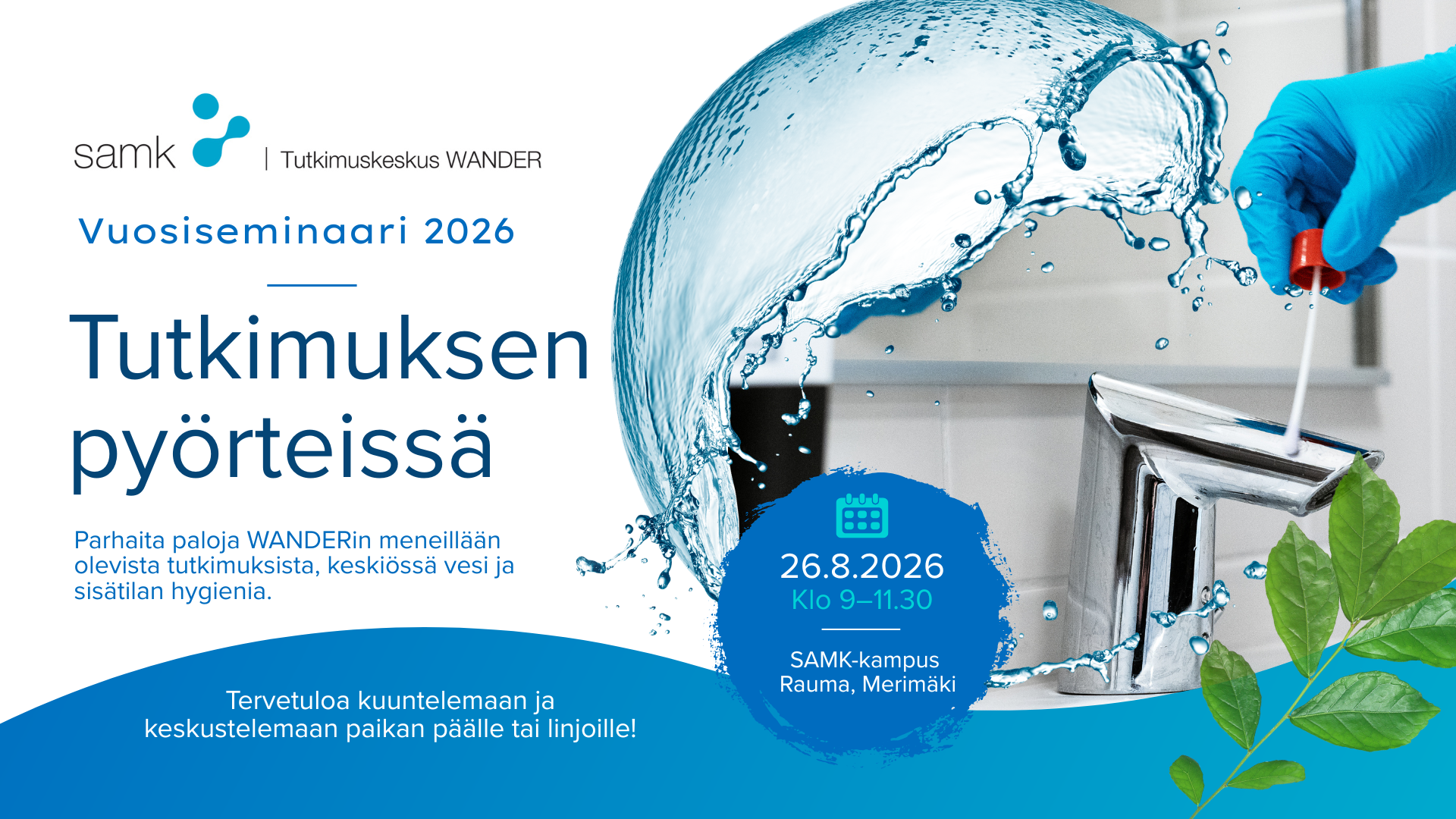 Tutkimuksen pyörteissä -tapahtuman mainos.